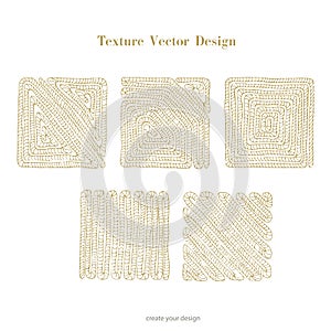 Rope square gold color. Set of vector blank frames Vector brush style nautical rope on white background