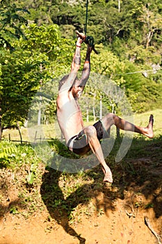 On rope swing