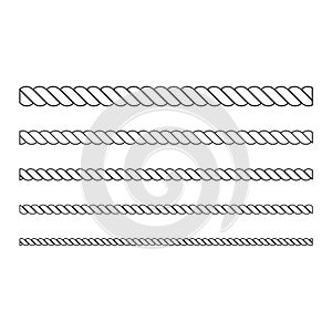 Rope symbol. Different thickness line ropes set. Vector illustration. Eps 10.