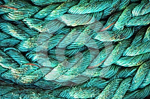 Rope textures on harbor photo