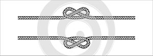 Rope tie banner form vector design. Rope lace line vector. Pretty rope knot form. With space bar for writing text