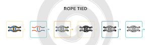 Rope tied vector icon in 6 different modern styles. Black, two colored rope tied icons designed in filled, outline, line and