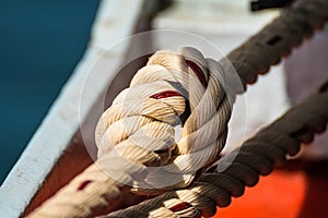 Rope to tie the boat to avoid the wave breaking the sea