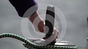 Rope windlass on sailing yacht