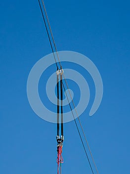 Ropejumping, bungee jumping equipment in the sky