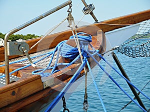 Ropes on an ancient sailing boat