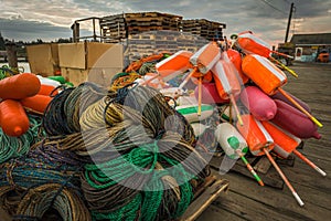 Ropes and Buoys on Lobster Fishing Dock