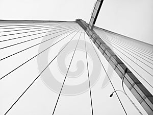 The ropes or cables of 2nd Hoogly bridge,Vidyasagar setu, connecting Howrah and Kolkata, West Bengal, India