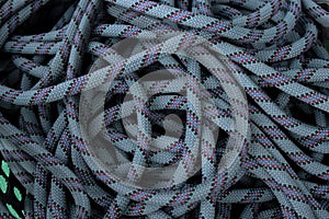 Ropes for climbing activities in vertical terrain, blue karmantel rope