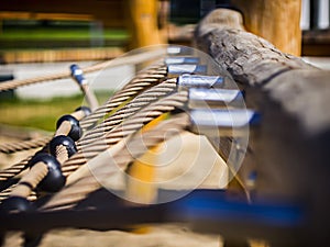 ropes fixed in a wooden beam