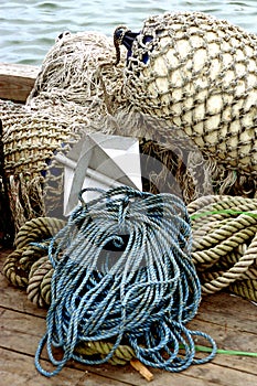 Ropes, nets and bouys from the docks