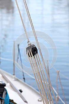 Ropes and a pulley, detail