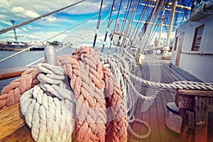 Ropes on a sailboat