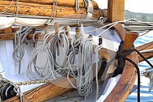 Ropes on sailing ship