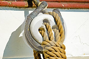 Ropes on sailing ship