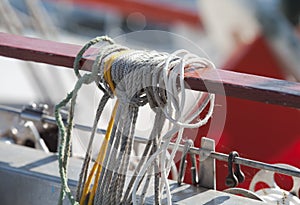 Ropes on a sailing vessel closeup