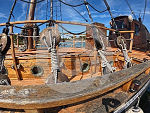 Ropes for securing the sails of a sailboat