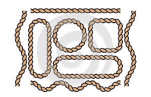 Ropes set. Cartoon vector illustration isolated on white background