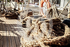 Ropes on ship deck