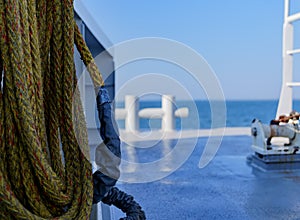 Ropes on ships deck in the sun