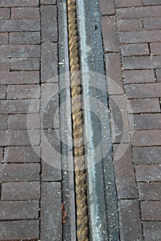 Ropes in tramrails on the Prince day Parade in The Hague