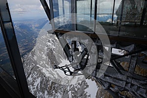 Ropeway or cable car station of the zugspitze, the highest mountain in germany in the bavarian alps