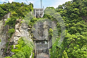 Ropeway of the stone quarry of Mount Nokogiri in the Kanayama district of Futtsu town.