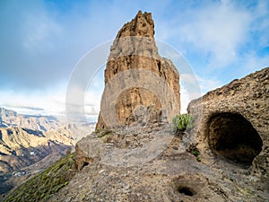 Roque Bentayga boulder, Grand Canary island, Spain photo