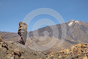 Roque Cinchado with Mount Teide in the background, Tenerife, Canary Islands, Spain