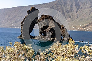 Roque de la Bonanza, a natural monument located on the Valverde beach.