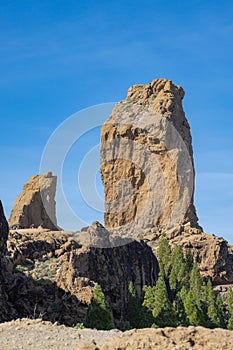 Roque Nublo sacred mountain at Roque Nublo Rural Park, Gran Canary, Canary Islands, Spain