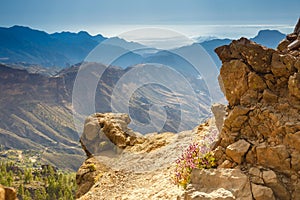 Roque Nublo - volcanic monolith. It is one of the most famous landmarks of Gran Canaria, Spain