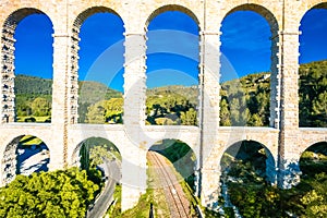 Roquefavour stone Aqueduct arches view photo