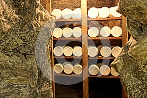 Roquefort cheese in caves Of Roquefort-sur-Soulzon, France