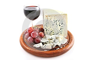 Roquefort cheese and wine glass