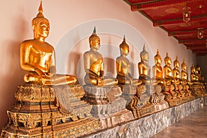 Ror of Buddha statue in thai temple