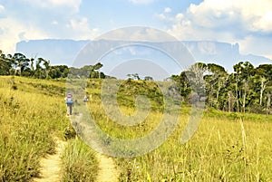 Roraima Table Mount Called in Pemon Indians Language Roraima Tepui with the Trekking Path to Roraima Summit, La Gran Sabana,