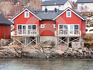 Rorbu cabins in Stokmarknes, Vesteralen, Norway