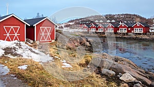 Rorbu cabins in Stokmarknes, Vesteralen, Norway