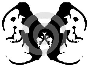 Rorschach inkblot test. Symmetrical abstract ink stains.  Psycho diagnostic for silhouette spot. Vector
