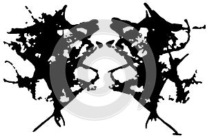 Rorschach inkblot test. Symmetrical abstract ink stains.  Psycho diagnostic for silhouette spot. Vector