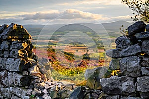 Ros Castle view looking west through Dry Stone Wall