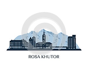 Rosa Khutor skyline, monochrome silhouette.