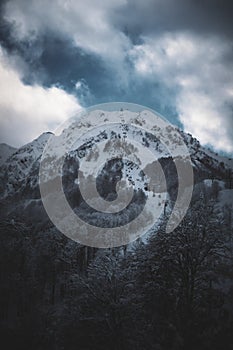 Rosa Peak Mountain in the Caucasus in winter