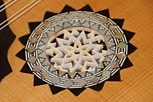 Rosace of a luth or an oud in close plan
