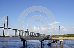 Rosario-Victoria Bridge and ParanÃÂ¡ river, in Rosario, Argentina photo