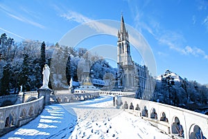 Rosary Basilica of Lourdes during winter