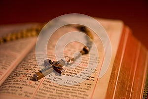 Rosary beads and breviary photo