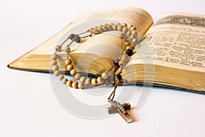 Rosary beads and breviary photo