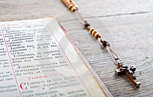 Rosary beads and breviary